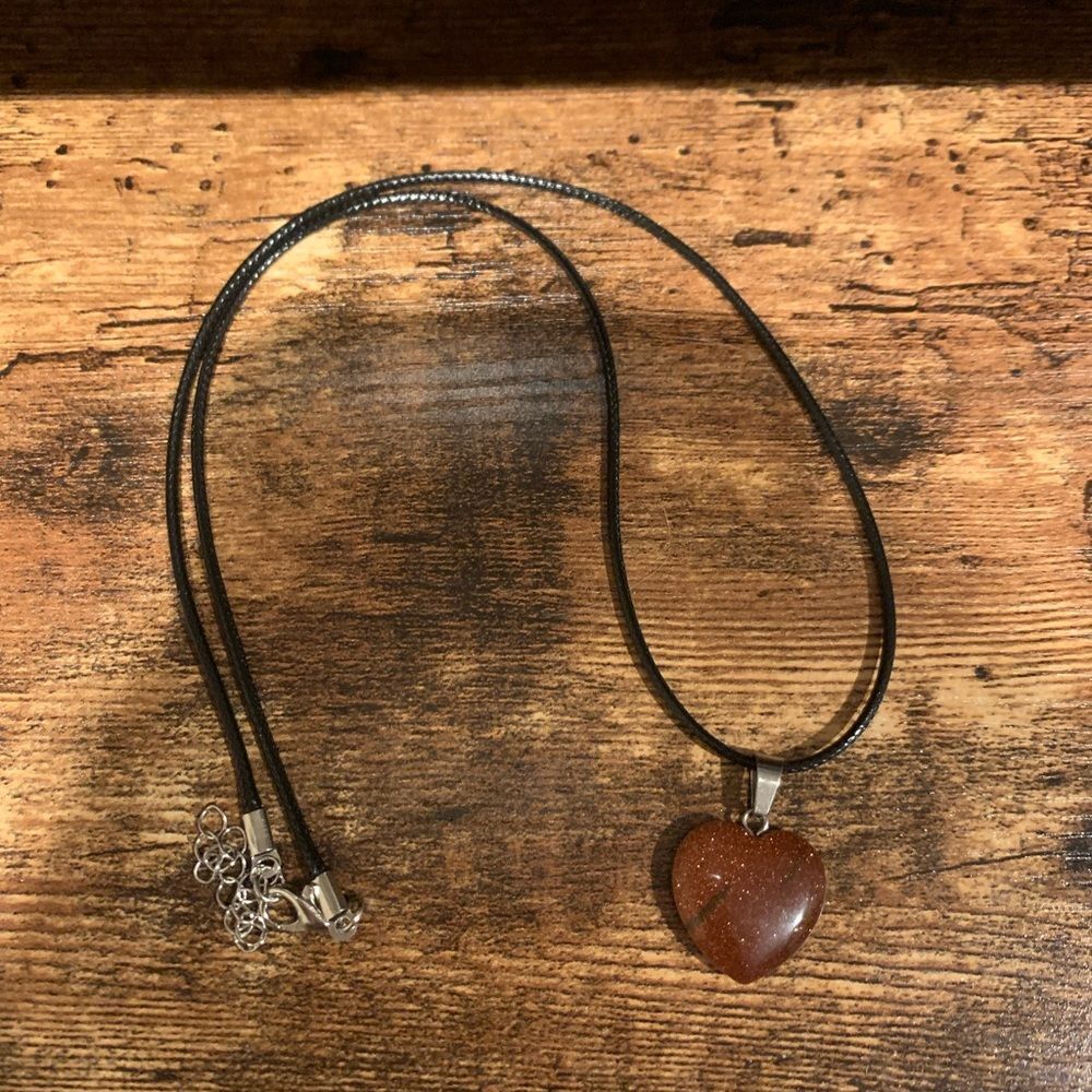 Synthetic Goldstone Heart Necklace
